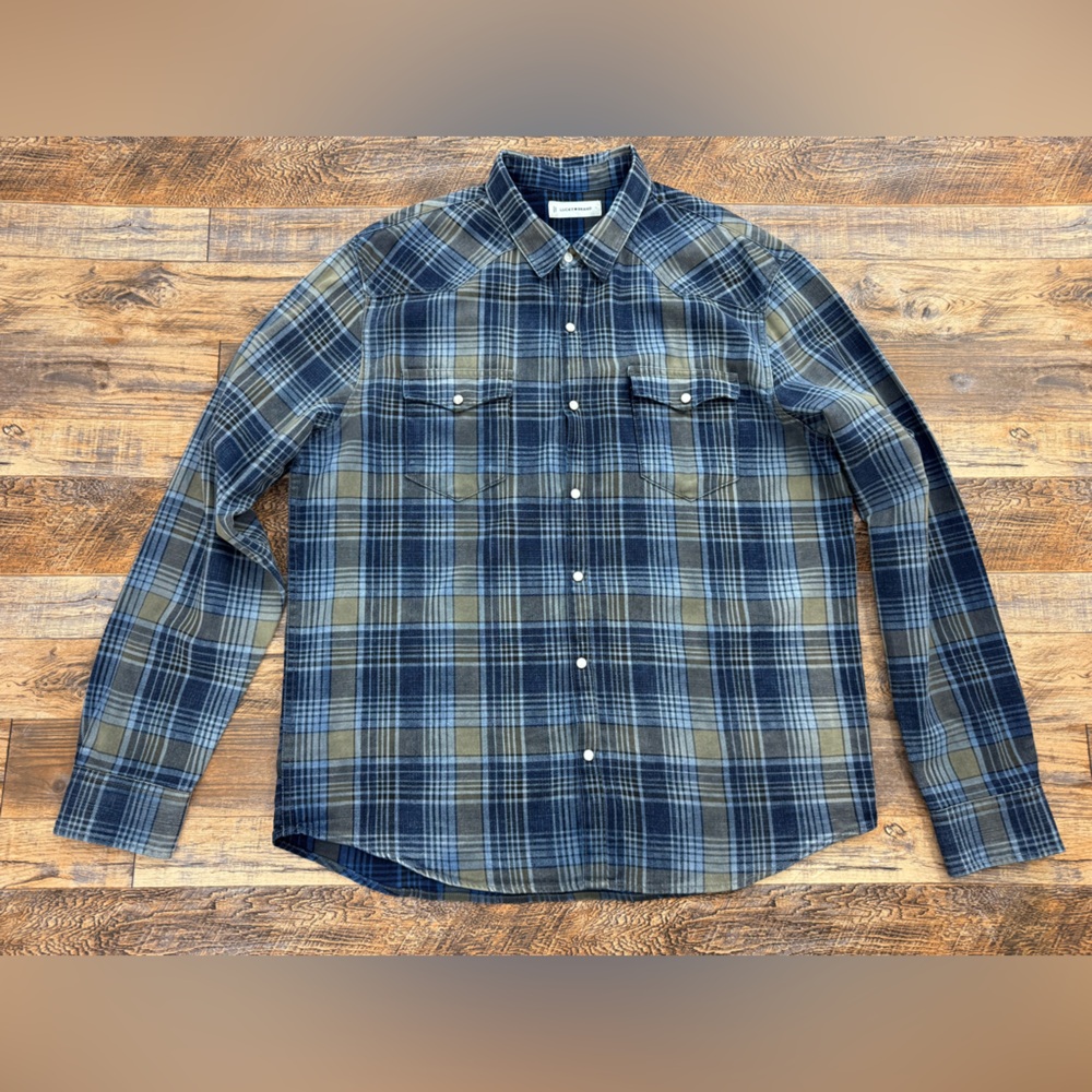 Lucky Brand Men's Long Sleeve Plaid Western Snap Button Shirt, Size Large